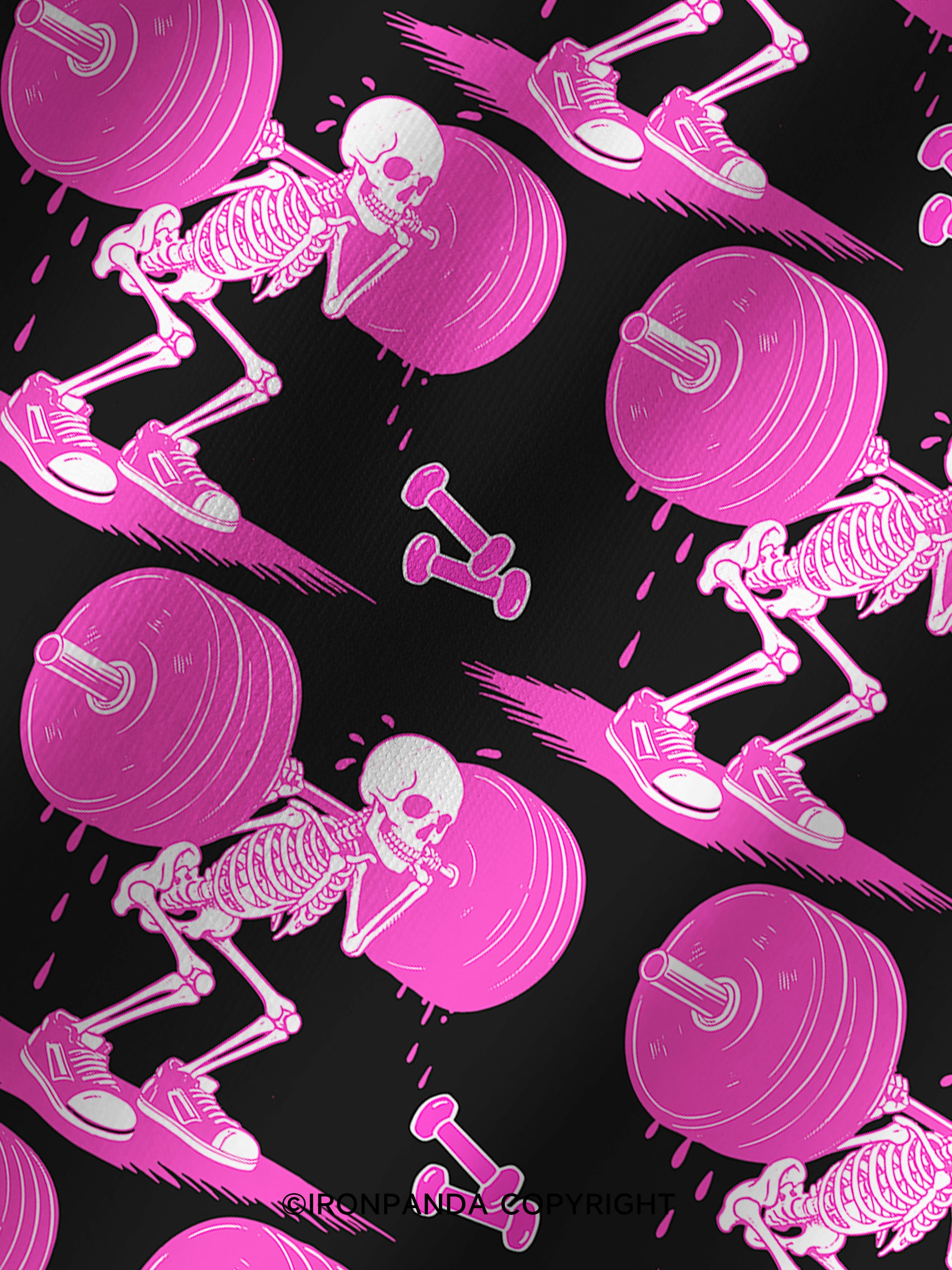Pink Goth Gym Skeleton Printed Yoga Shorts