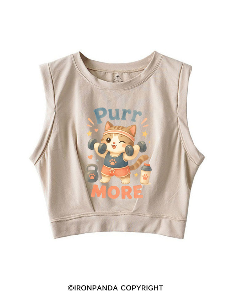 PURR MORE GYM KITTY SLEEVELESS CROP TOPS
