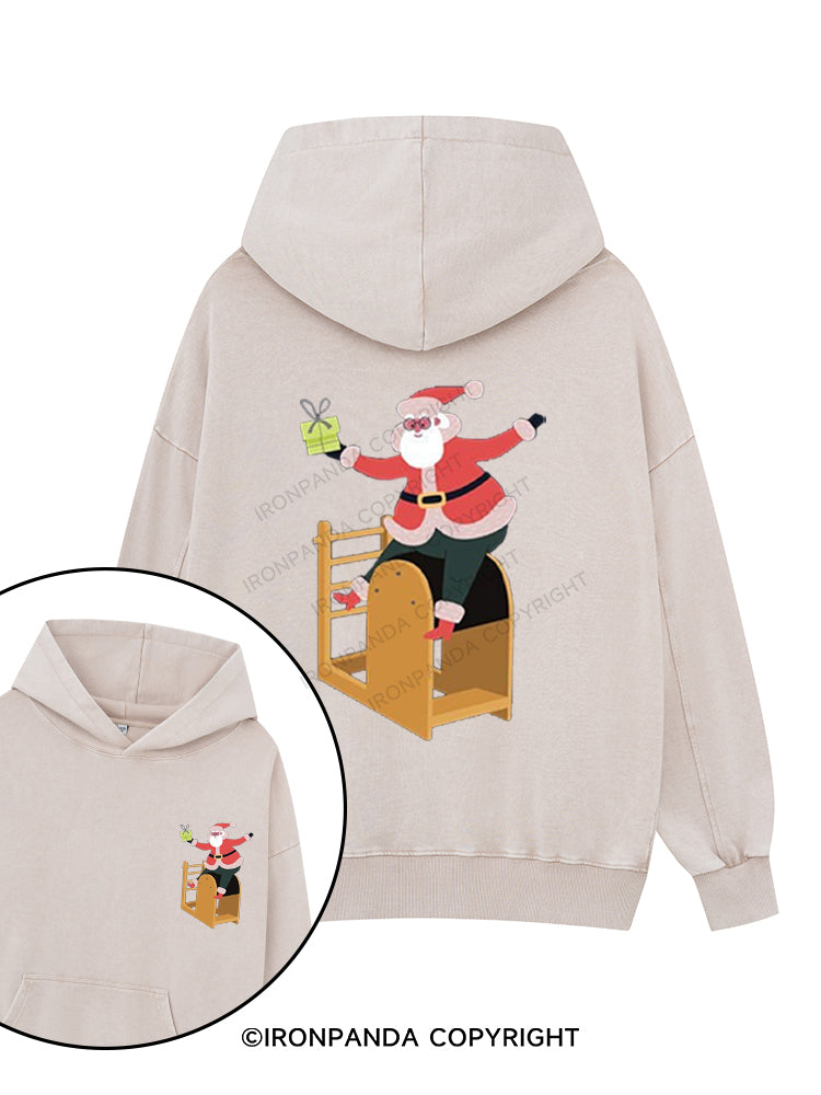 CHRISTMAS SANTA CLAUS PILATES Printed Washed Gym Hoodie