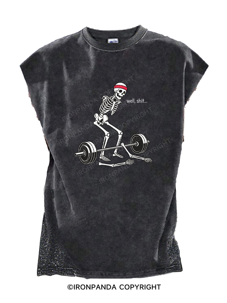 Funny Gym Skeleton Weightlifting Fail Cut Off Tank