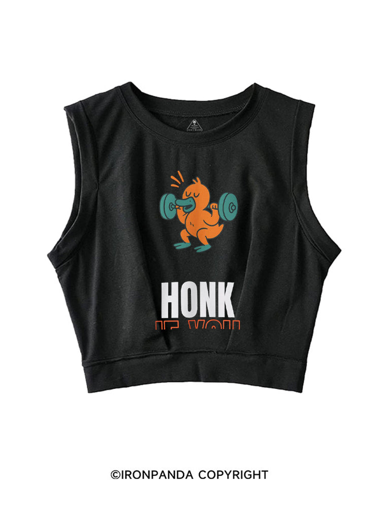 Honk If You Squat Funny Gym SLEEVELESS CROP TOPS