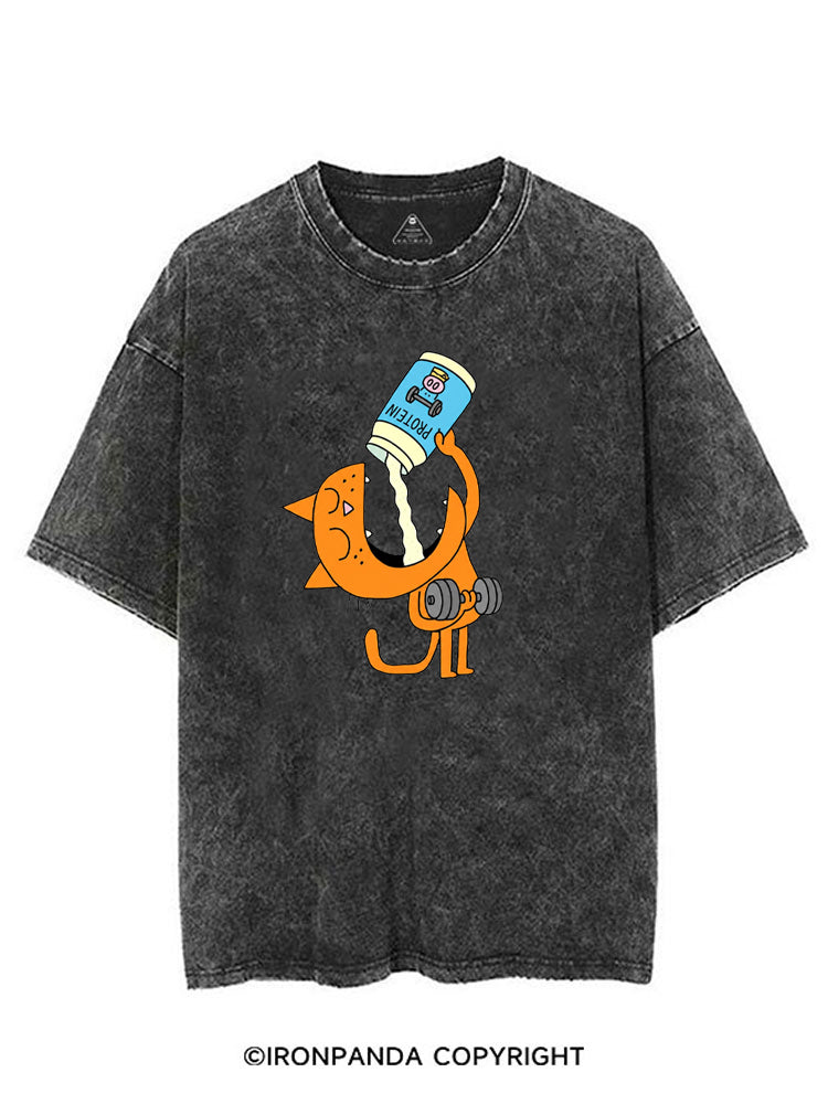 PROTEIN POWERED KITTY VINTAGE GYM SHIRT
