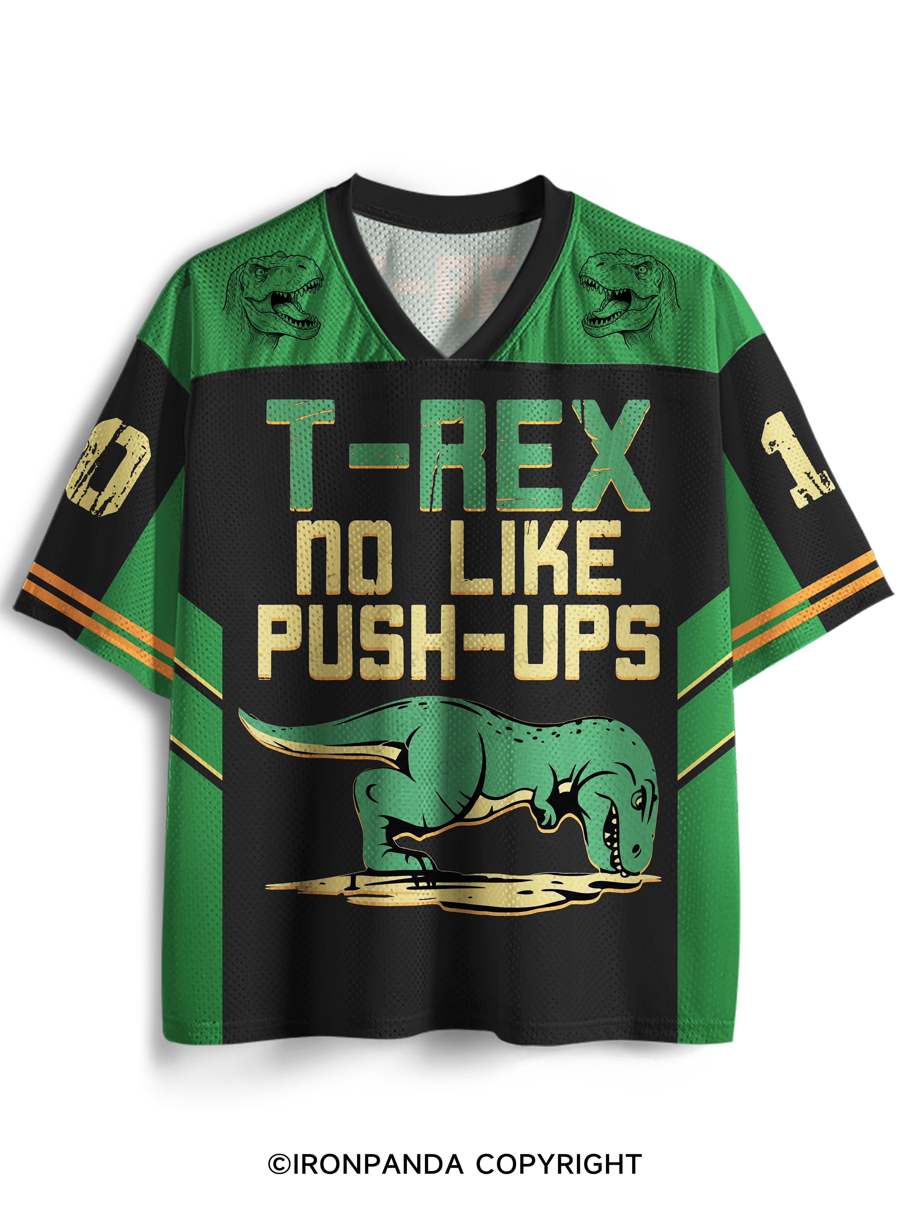 T Rex No Like Pushups Funny Dinosaur Mesh Jersey