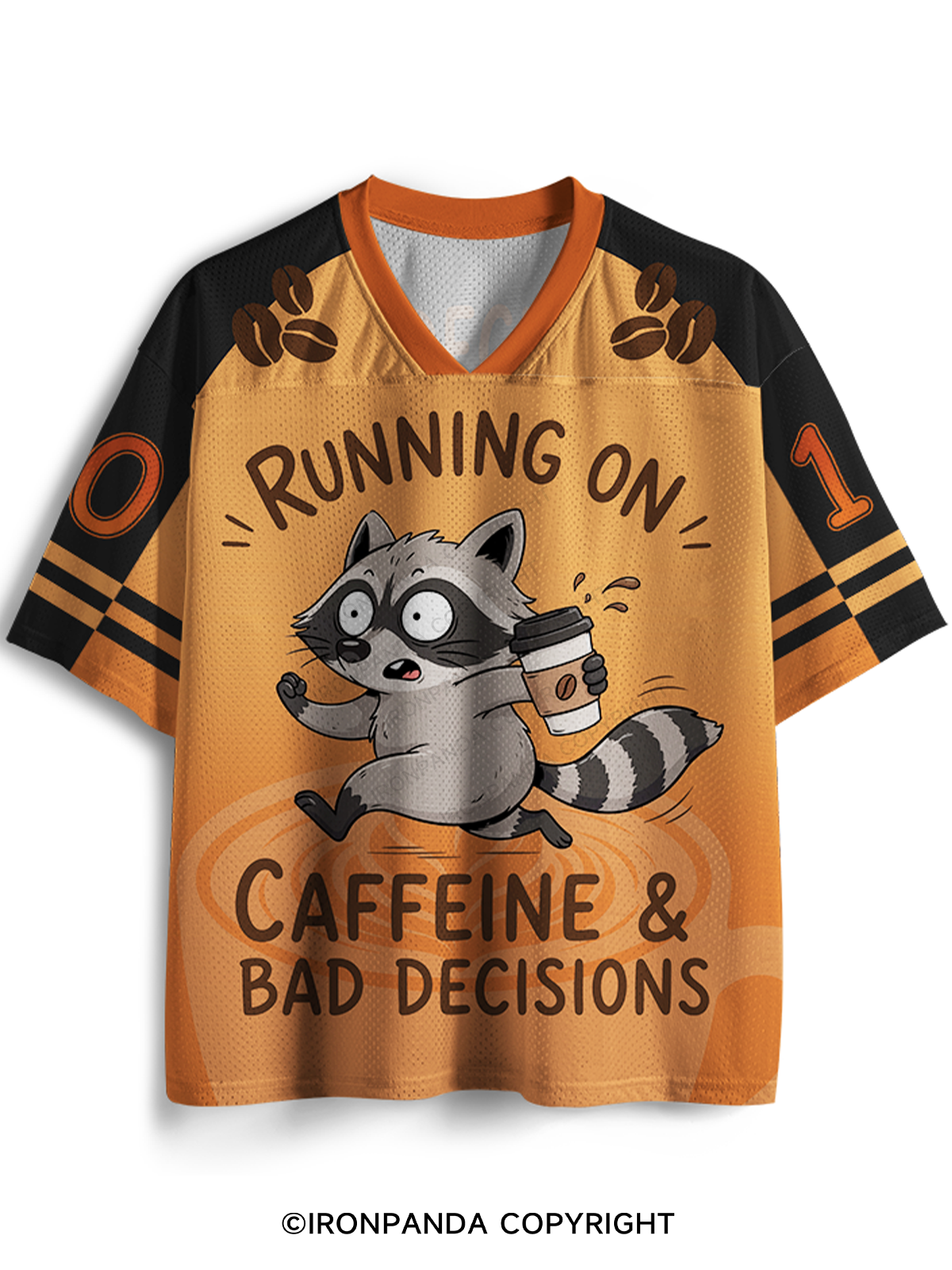 Running On Caffeine And Bad Decisions Funny Raccoon Mesh Jersey