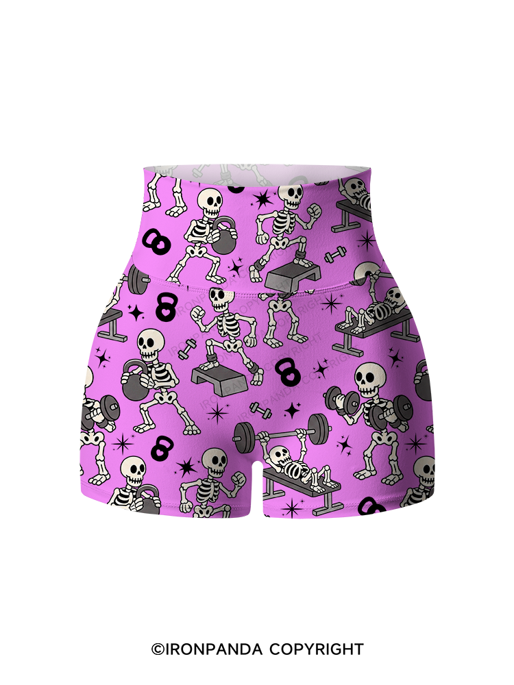 Skeleton Gym Workout Printed Yoga Shorts