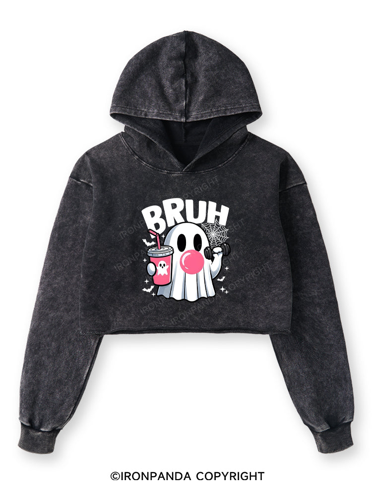 BRUH Washed Crop Hoodie
