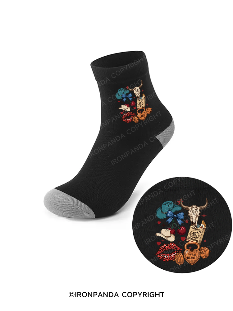 Sweat Hearts Western Gym Crew Socks