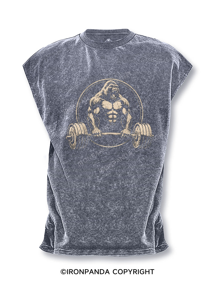 Retro Gorilla Powerlifting Barbell Cut Off Tank
