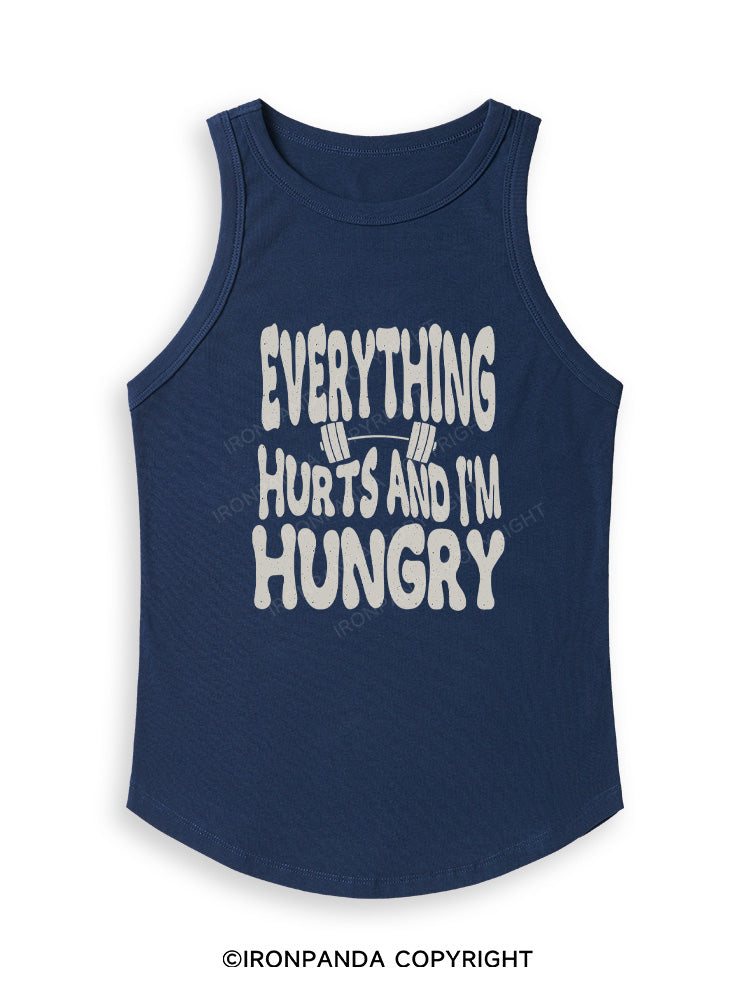 Everything Hurts And I'm Hungry Letter Fitted Tank Top