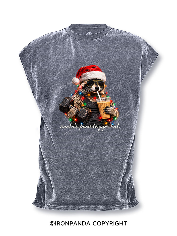 santa's favorite gym rat Cut Off Tank
