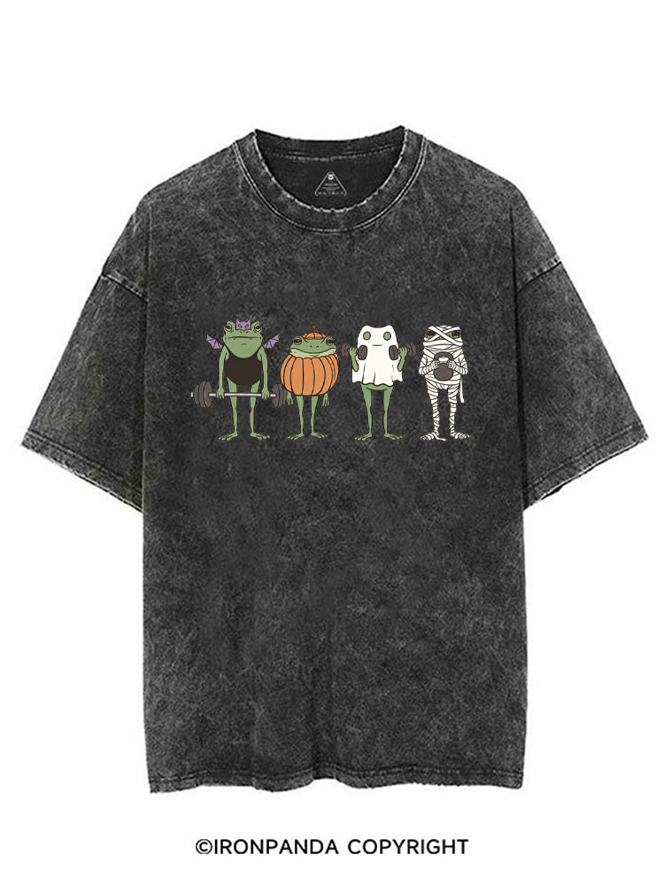 HALLOWEEN FROG LIFTING CREW VINTAGE GYM SHIRT