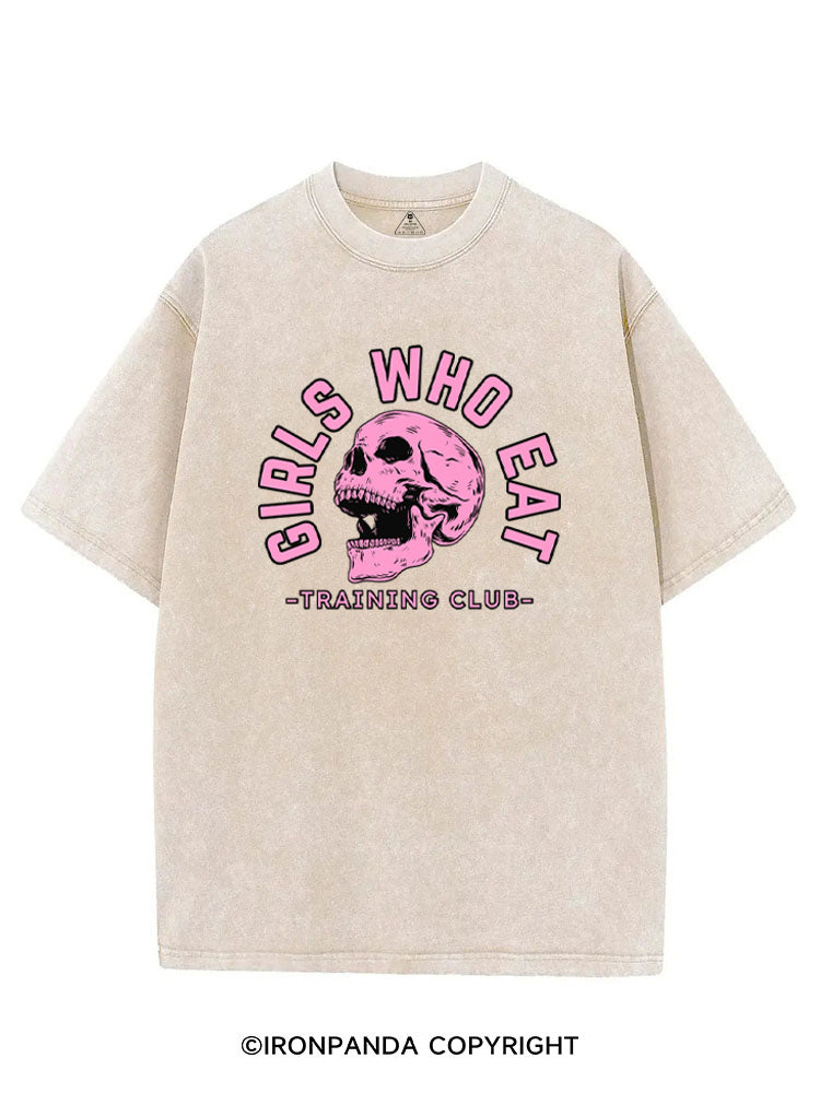 Girls Who Eat Skeleton Weightlifting VINTAGE GYM SHIRT