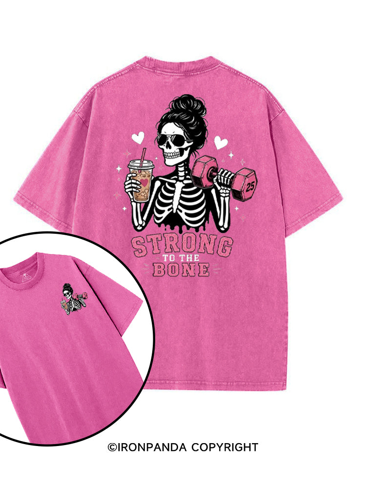 STRONG TO THE BONE SKELETON printed Gym Shirt