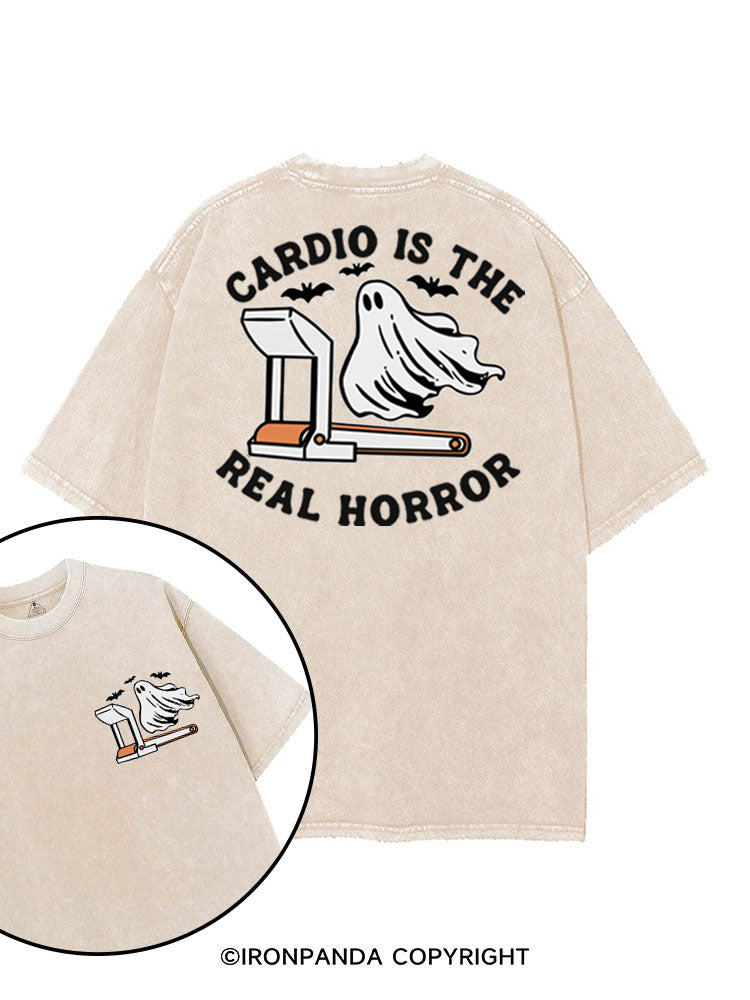 CARDIO IS THE REAL HORROR HALLOWEEN printed Gym Shirt