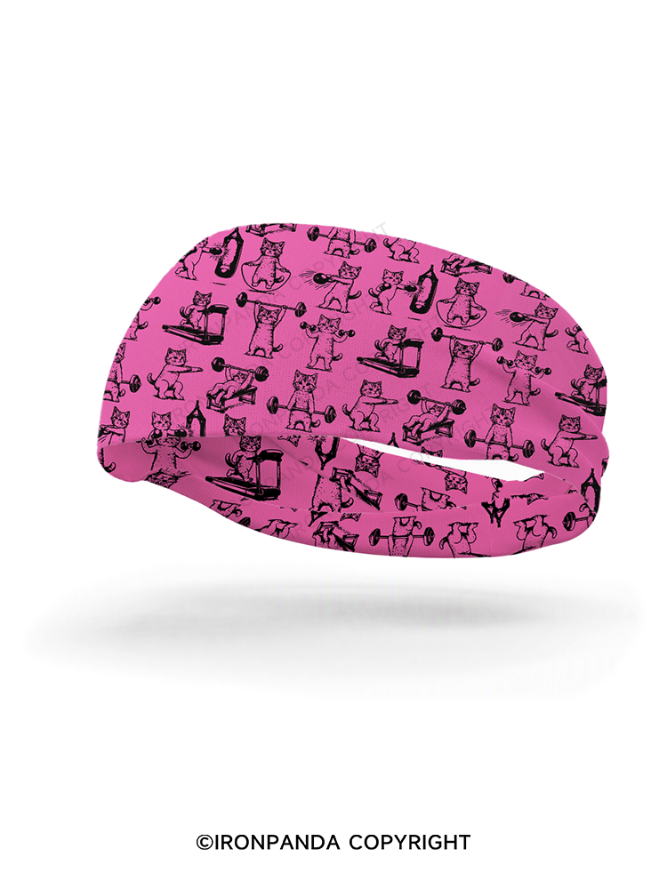 Fitness Kittens Who Love Lifting Weights Gym Headband