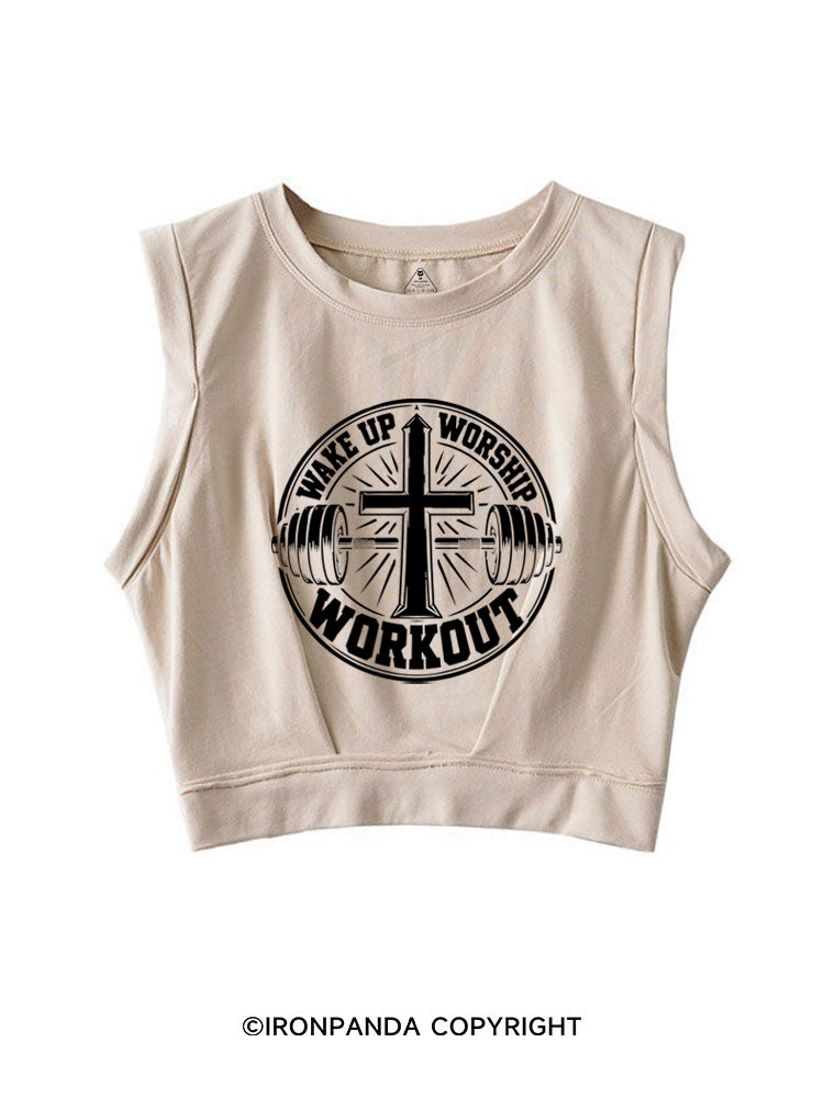 WAKE UP WORSHIP WORKOUT CHRISTIAN WORKOUT SLEEVELESS CROP TOPS