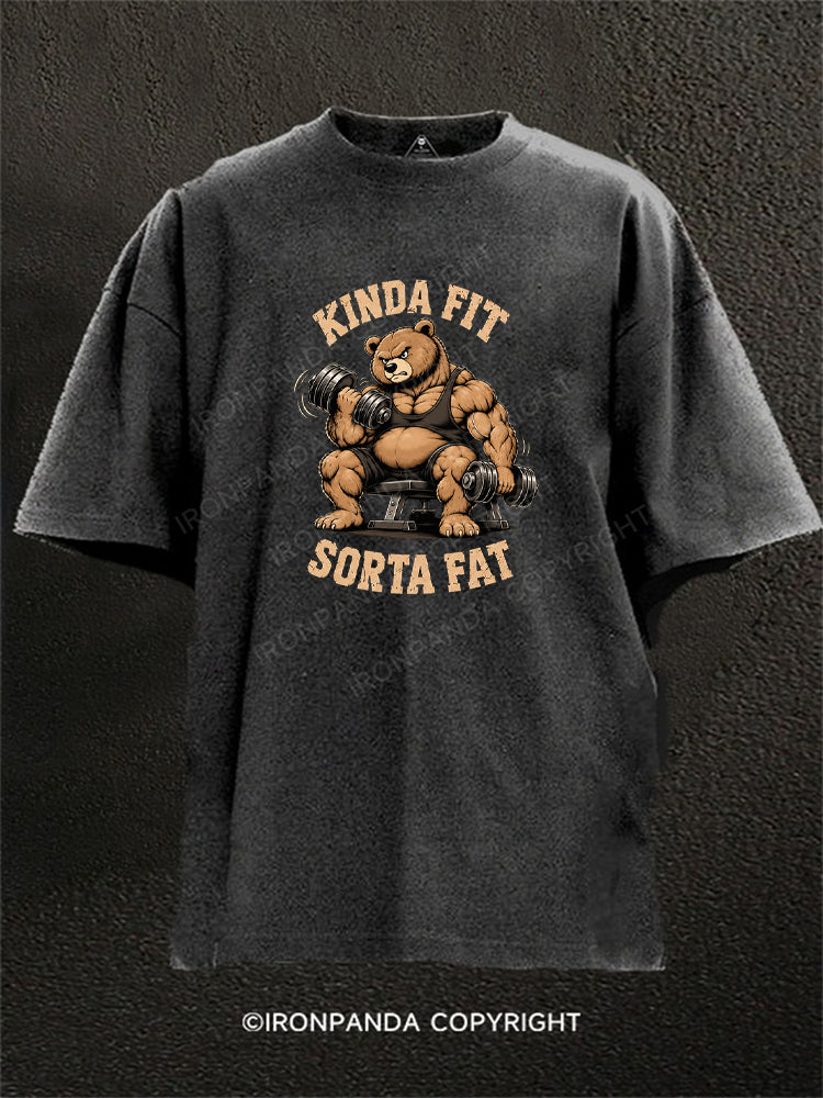 Kinda Fit Sorta Fat Power Bear Washed Gym Shirt