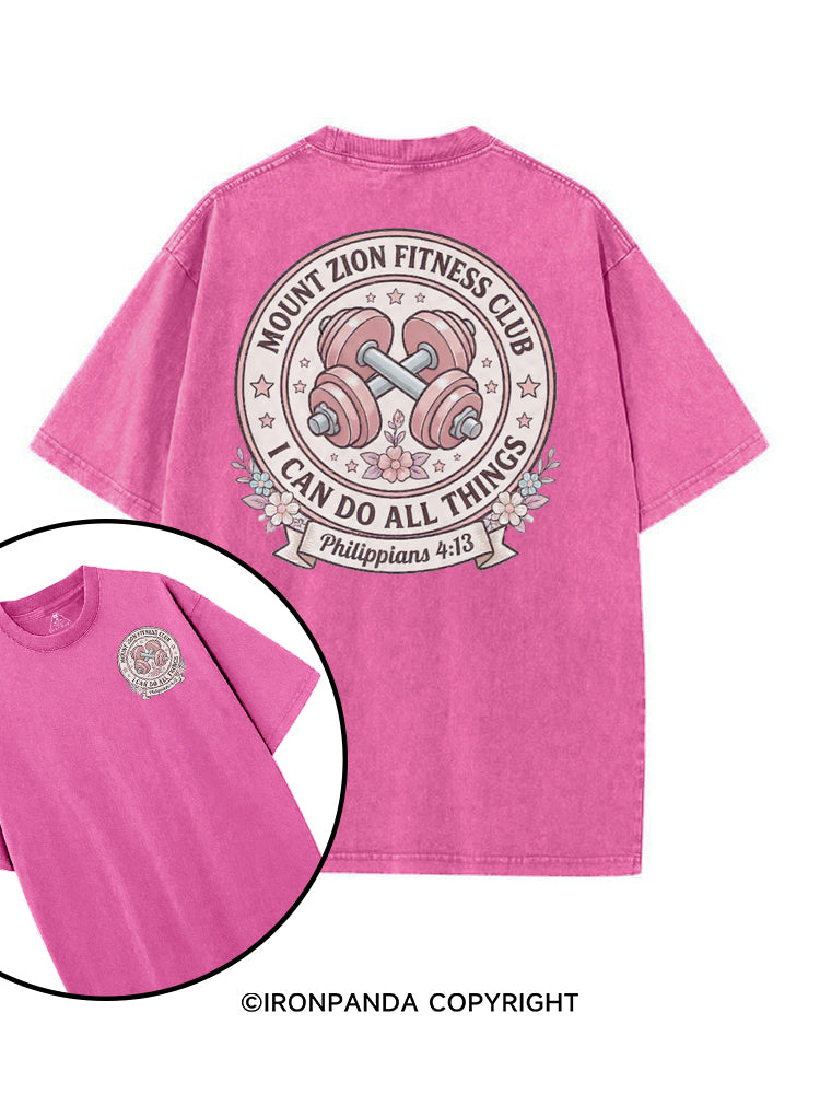 MOUNT ZION FITNESS CLUB I CAN DO ALL THINGS printed Gym Shirt