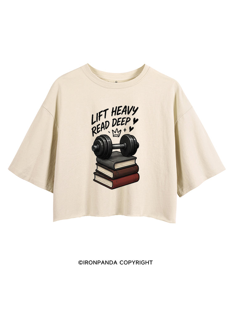 LIFT HEAVY READ DEEP CROP TOPS