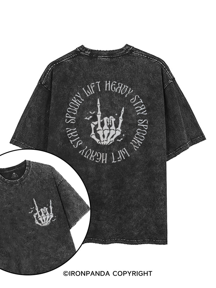 LIFT HEAVY STAY SPOOKY printed Gym Shirt