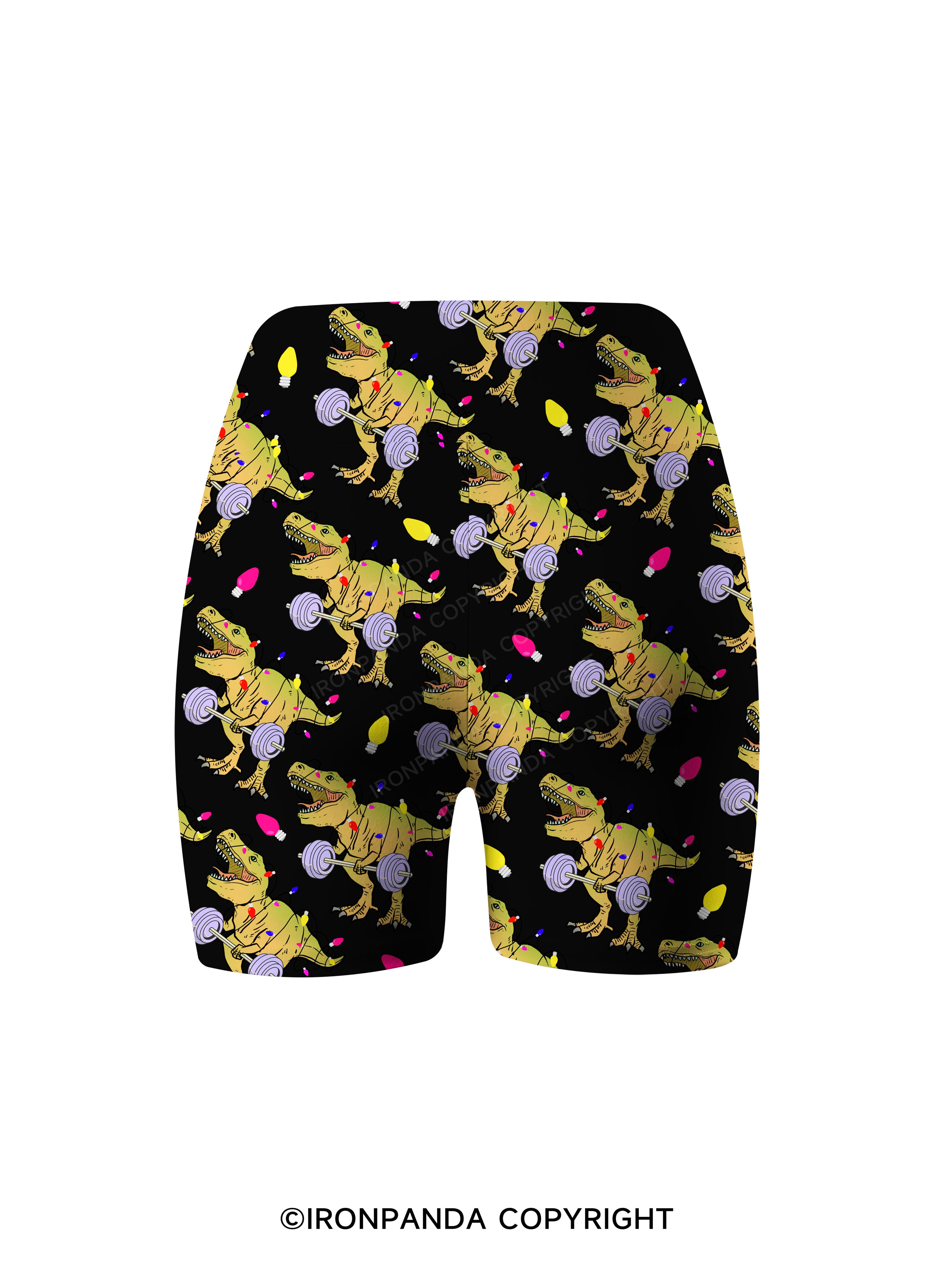 Christmas Dinosaur Printed Yoga Cycling Shorts