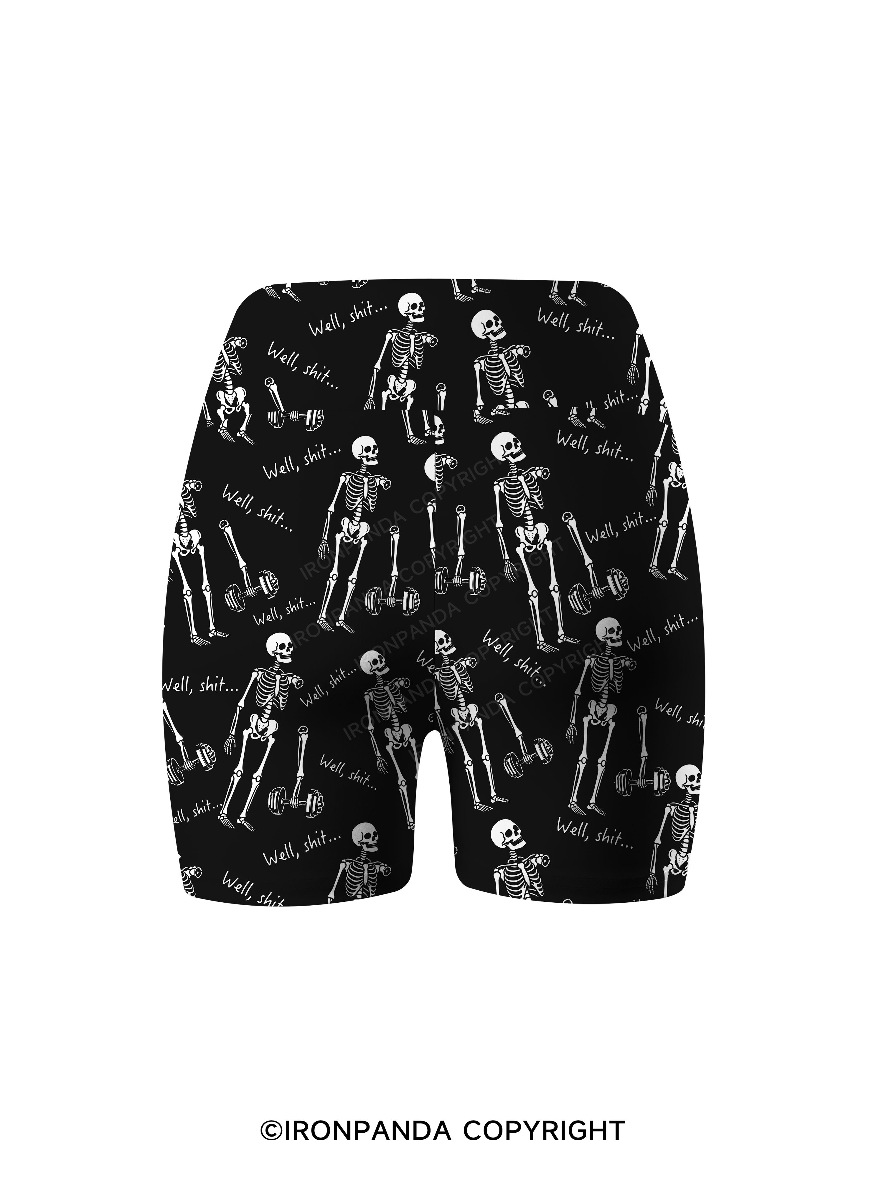 Well Shit Funny Skeleton Printed Yoga Cycling Shorts