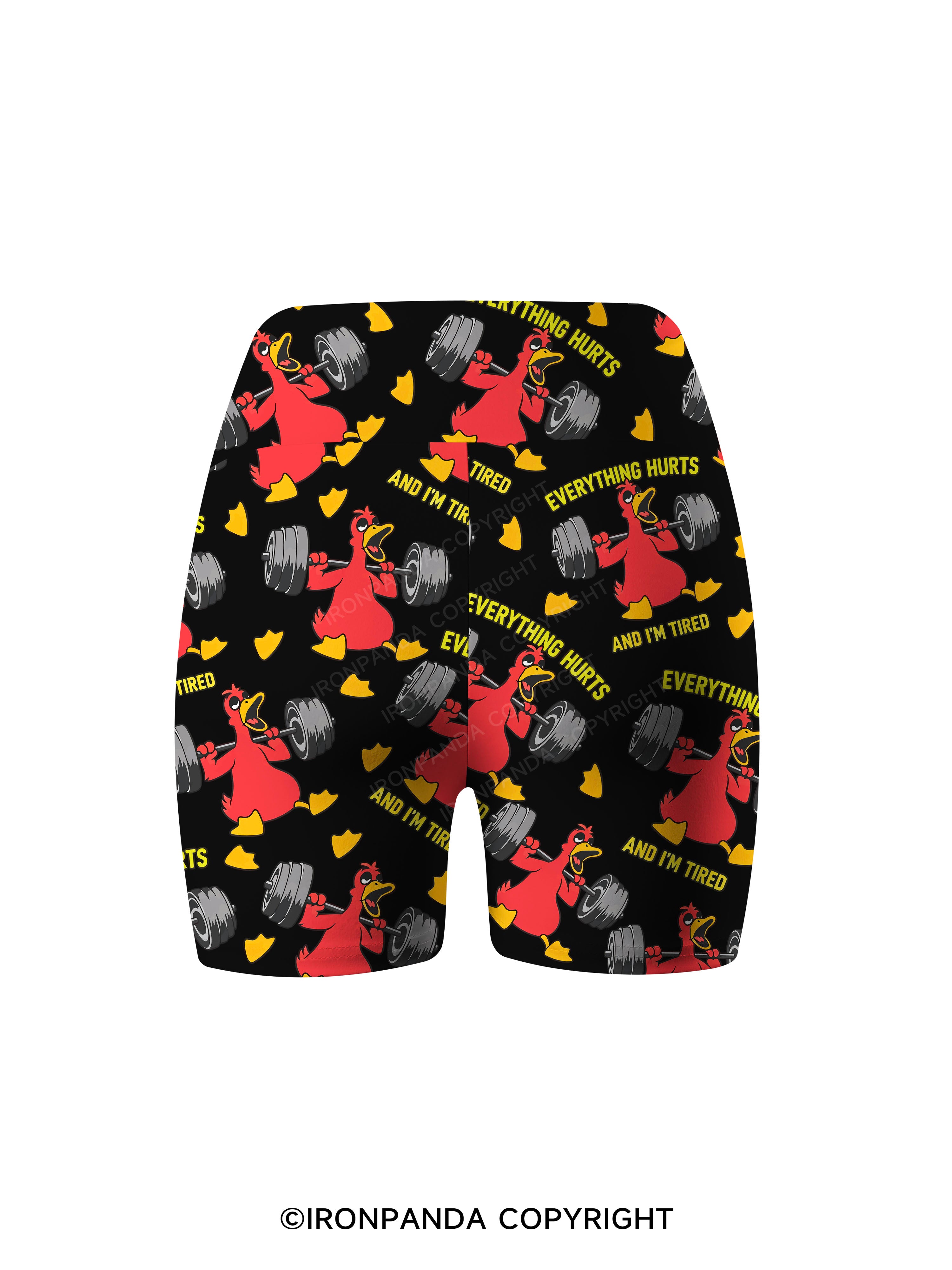 Everthing Hurts And I'm Tired Weightlifting Duck Printed Yoga Cycling Shorts