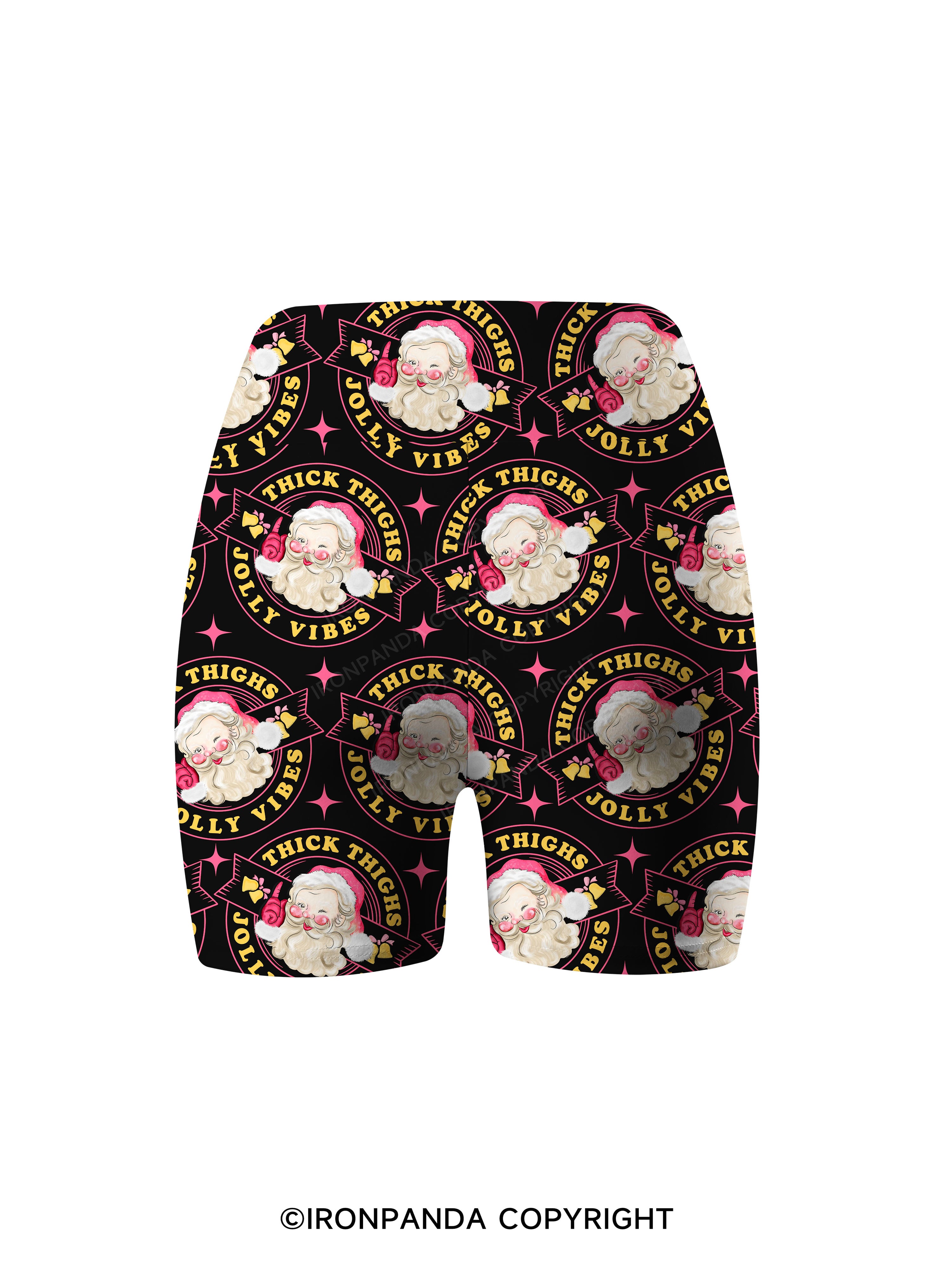 THICK THIGHS JOLLY VIBES Printed Yoga Cycling Shorts