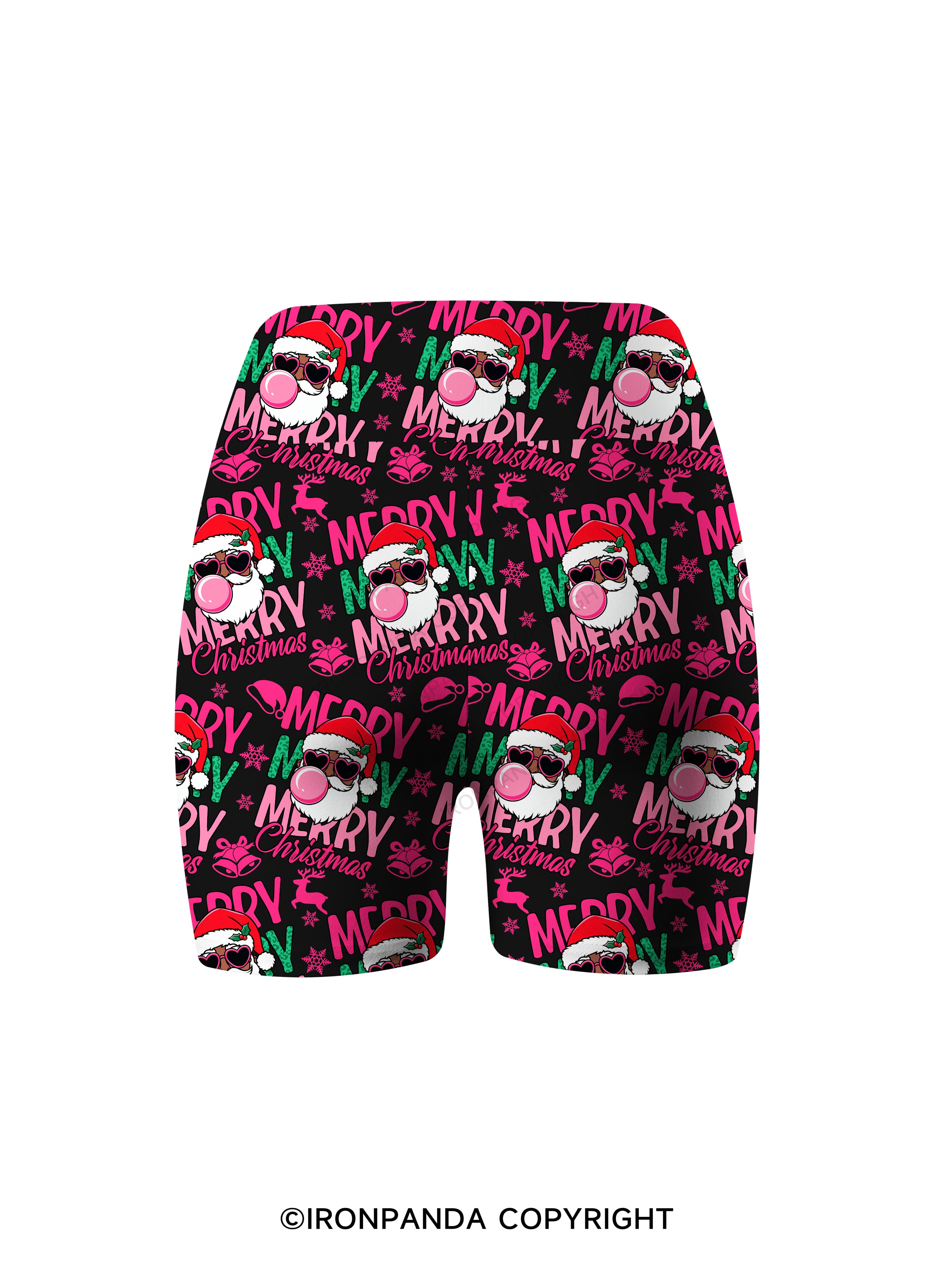 MERRY MERRY MERRY CHRISTMAS Printed Yoga Cycling Shorts