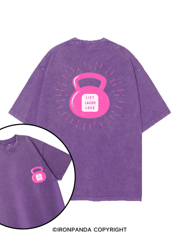 LIFT LAUGH LOVE GYM KETTLEBELL printed Gym Shirt