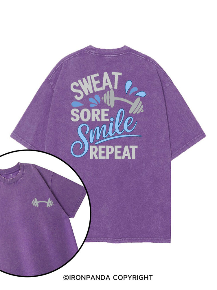 SWEAT SORE SMILE REPEAT printed Gym Shirt