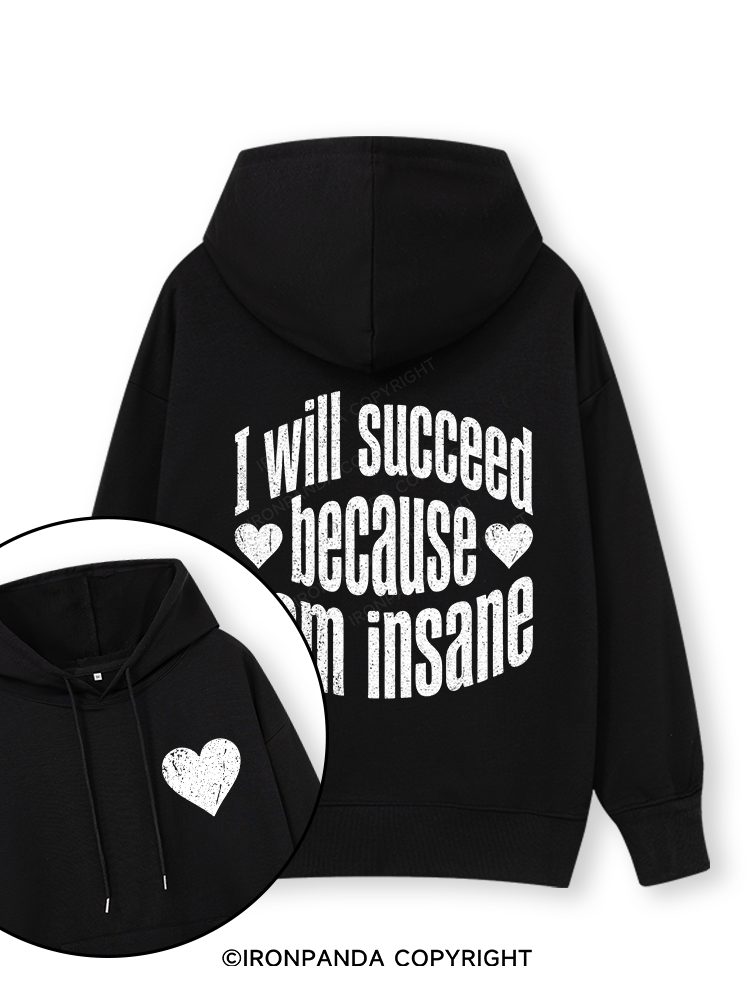 I WILL SUCCEED BECAUSE I AM INSANE Double-Sided Printed Classic Gym Hoodie