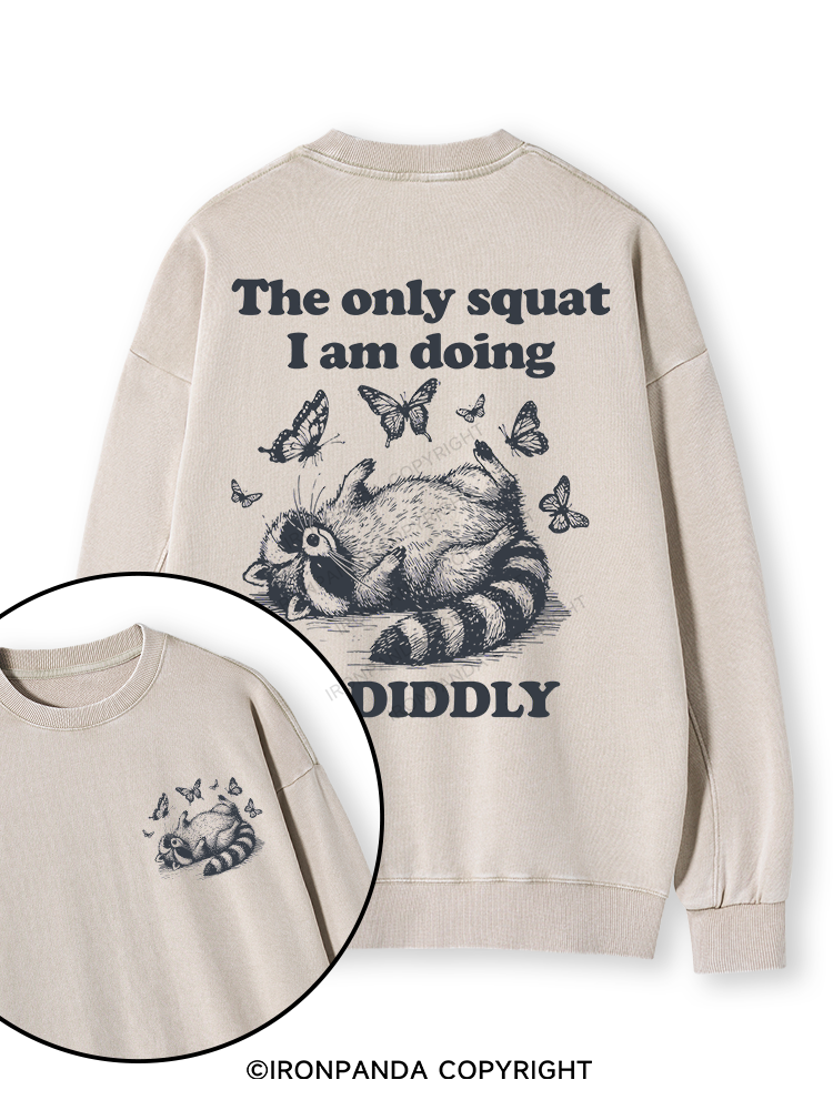 The Only Squat I’m Doing Is Diddly Double-Sided Printed Washed Sweatshirt
