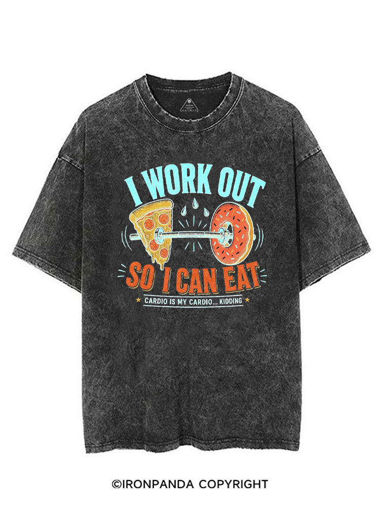 I WORK OUT SO I CAN EAT CARDIO IS MY CARDIO KIDDING VINTAGE GYM SHIRT