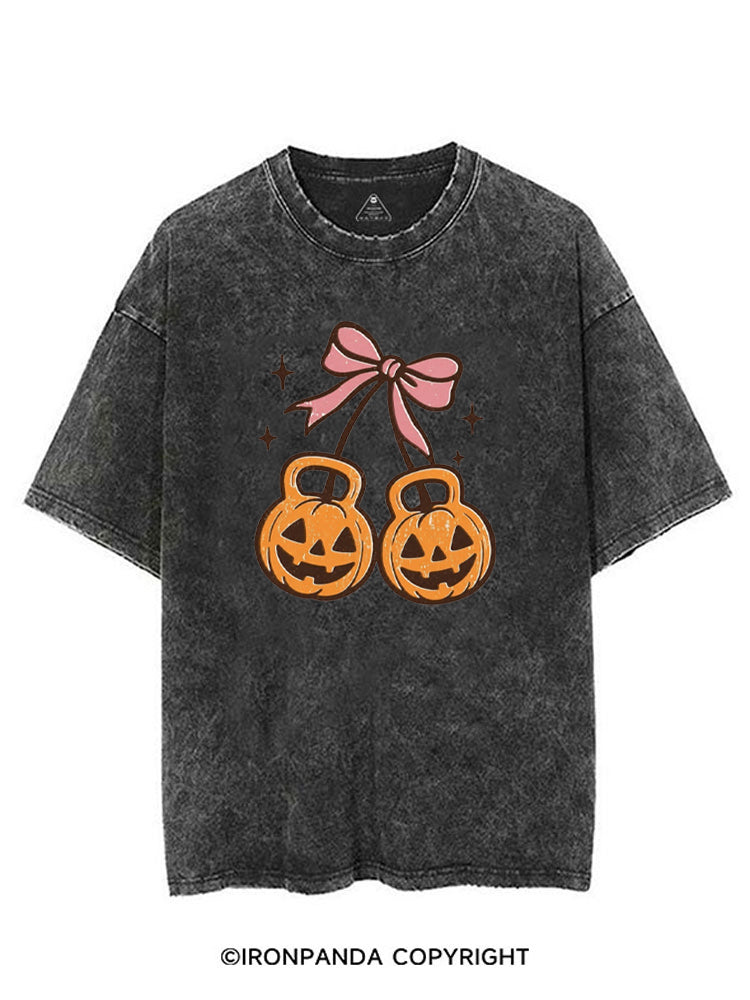 CHERRY PUMPKIN KETTLEBELL HALLOWEEN VINTAGE GYM SHIRT