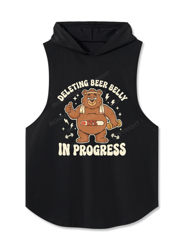 Deletin Beer Belly In Progress Funny Fitness Hooded Tank