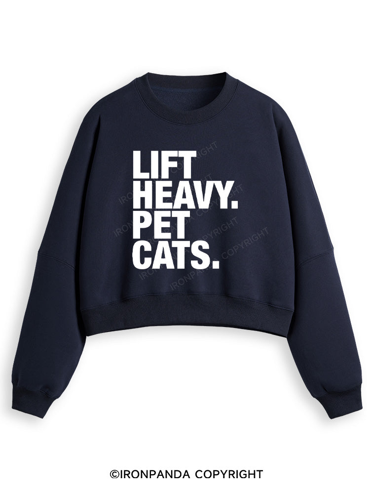 LIFT HEAVY PET CATS Fleece Crop Sweatshirt