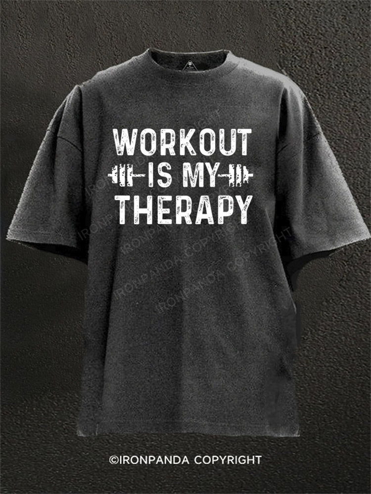 workout is my therapy Washed Gym Shirt