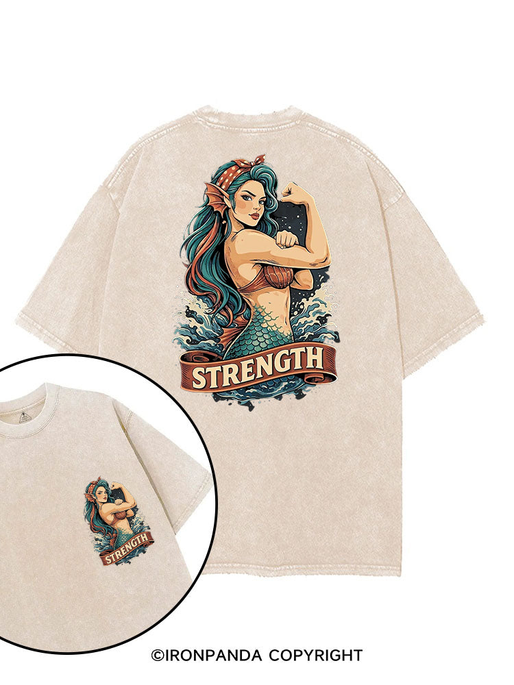 STRENGTH STRONG MERMAID printed Gym Shirt