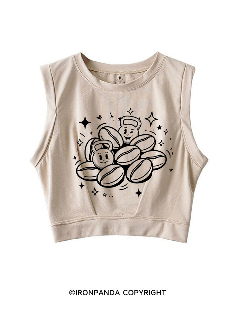 CAFFEINE KETTLEBELL GYM LOVER SLEEVELESS CROP TOPS