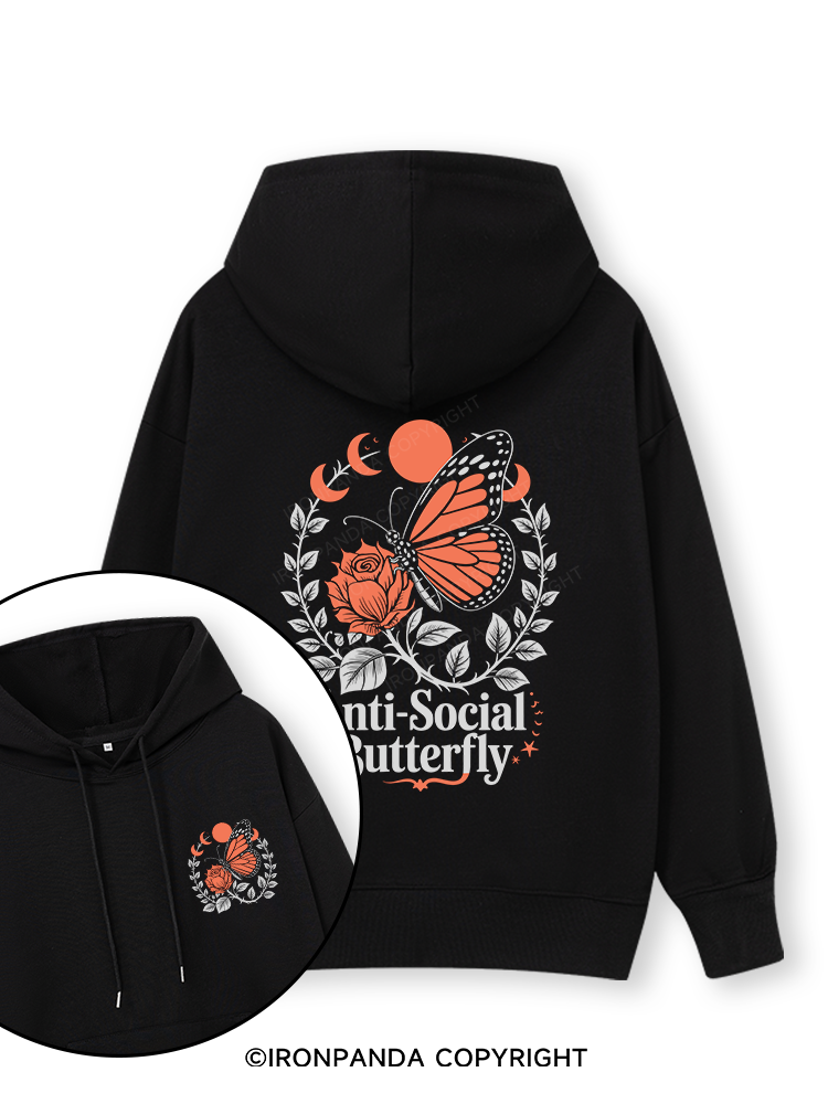 ANTI-SOCIAL BUTTERFLY Double-Sided Printed Classic Gym Hoodie