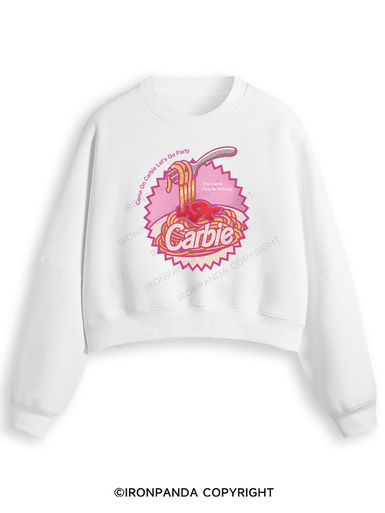 Carbie I Love Carbs Bread Pasta Pizza Fleece Crop Sweatshirt