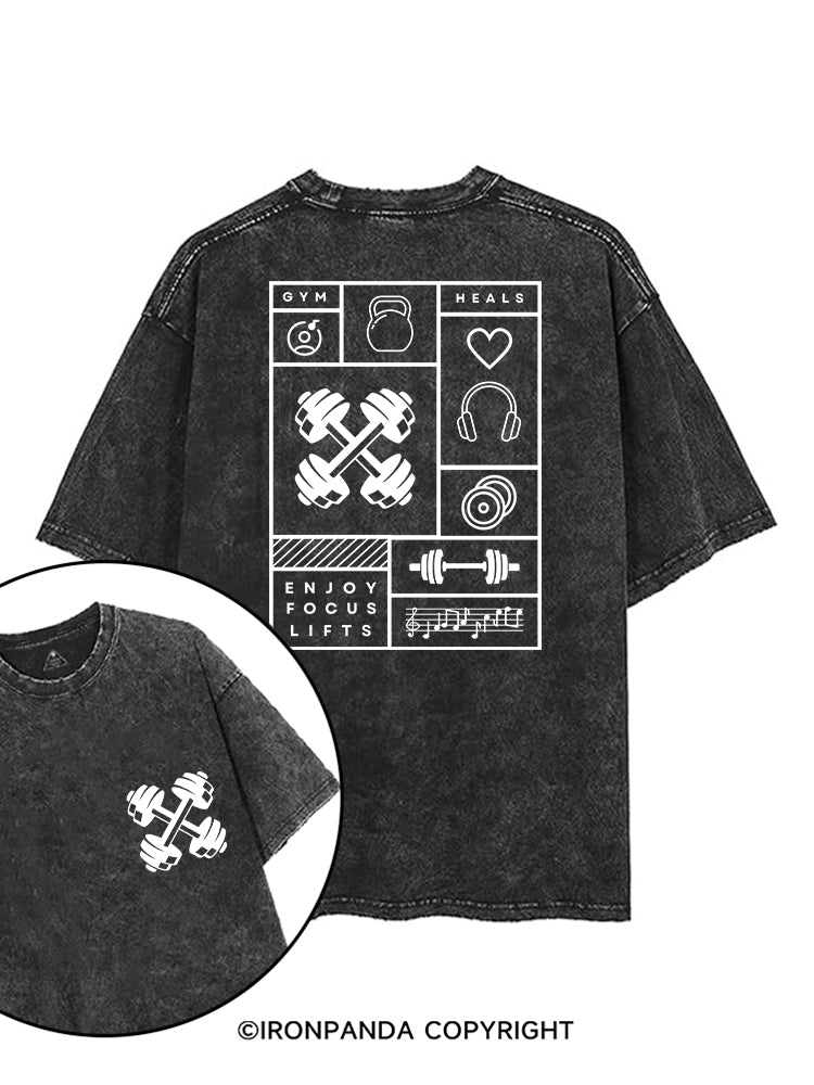 GYM HEALS ENJOY FOCUS LIFTS printed Gym Shirt