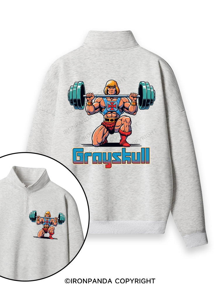 grayskull he man weightliting Double-Sided Printed Quarter-Zip Fleece Sweatshirt