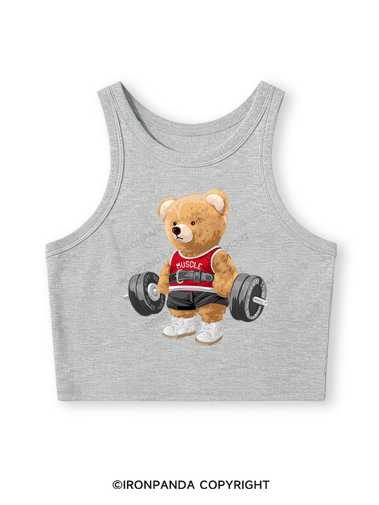 EXERCISE BEAR Fitted Crop Tank Top