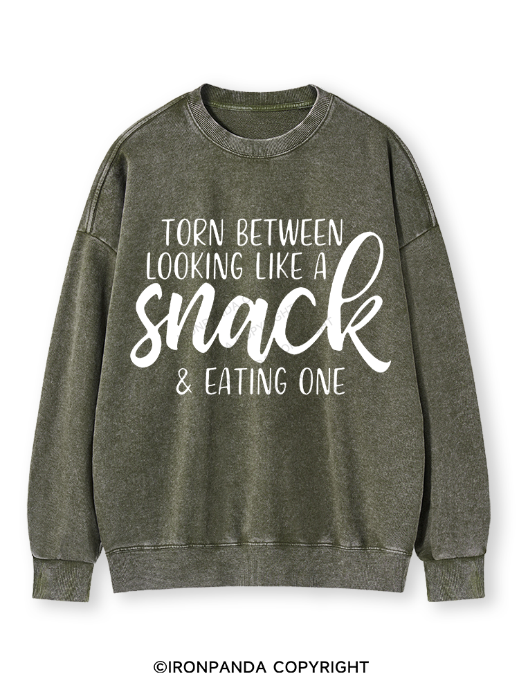TORN BETWEEN A SNACK AND EAT ONE Washed Sweatshirt
