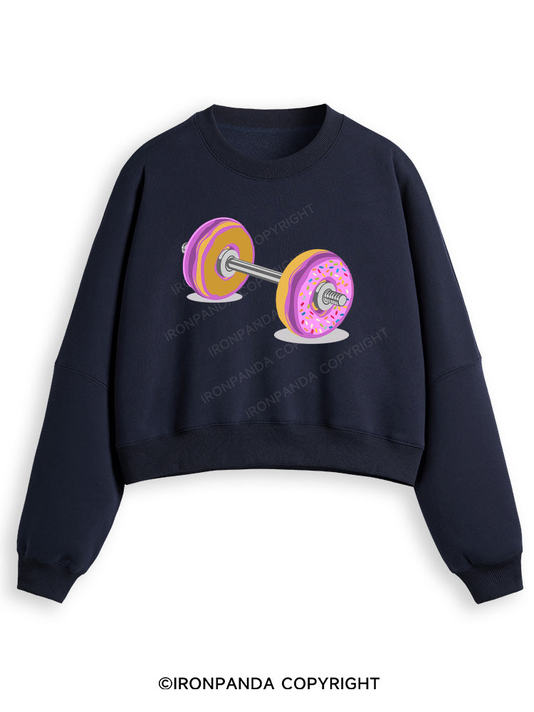DONUT BARBELL Fleece Crop Sweatshirt