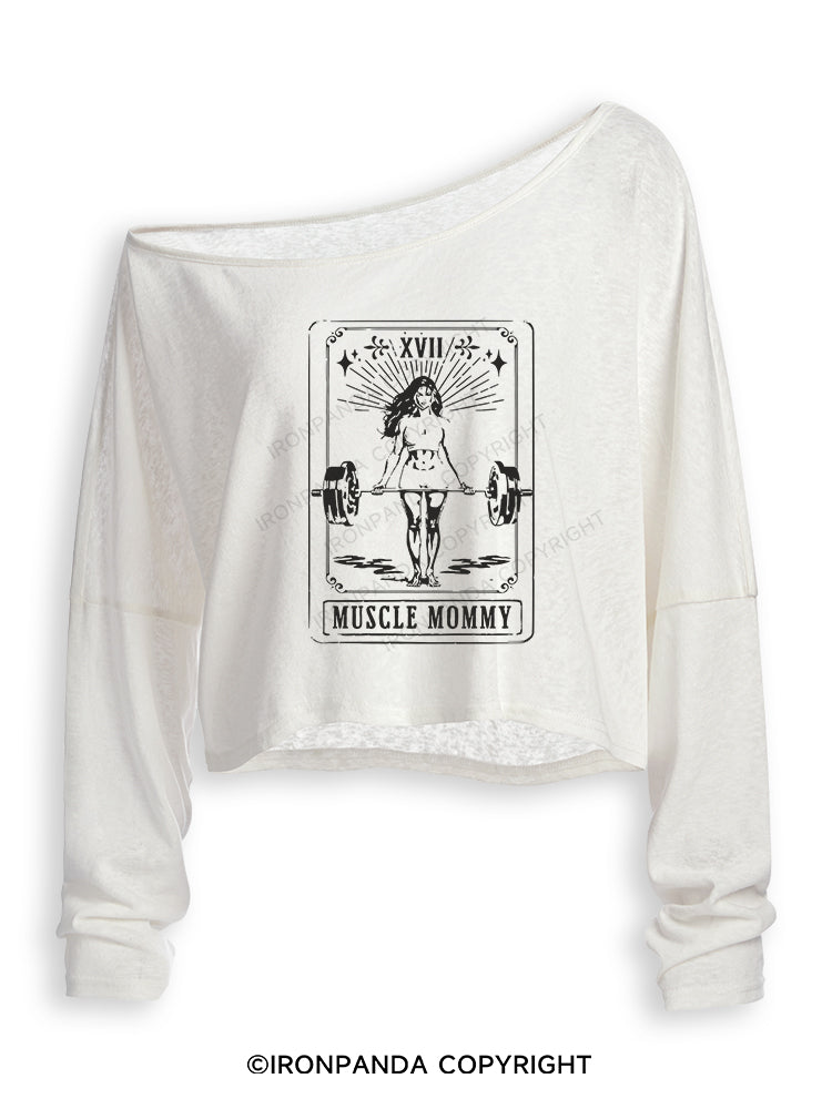 TAROT CARD MUSCLE MOMMY Off Shoulder Long Sleeve Crop Top