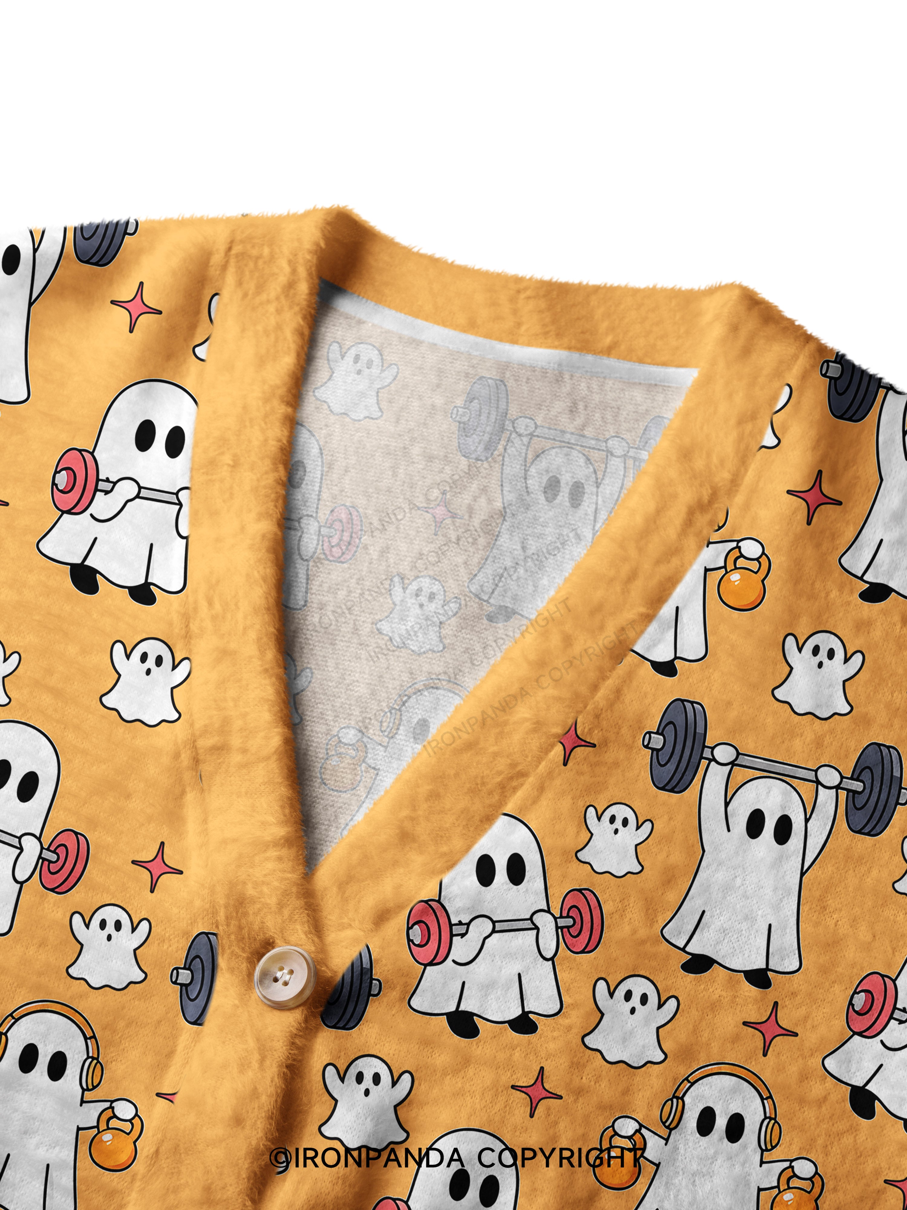 GHOST HALLOWEEN WORKOUT FITNESS Crop Ugly Cardigan Sweater