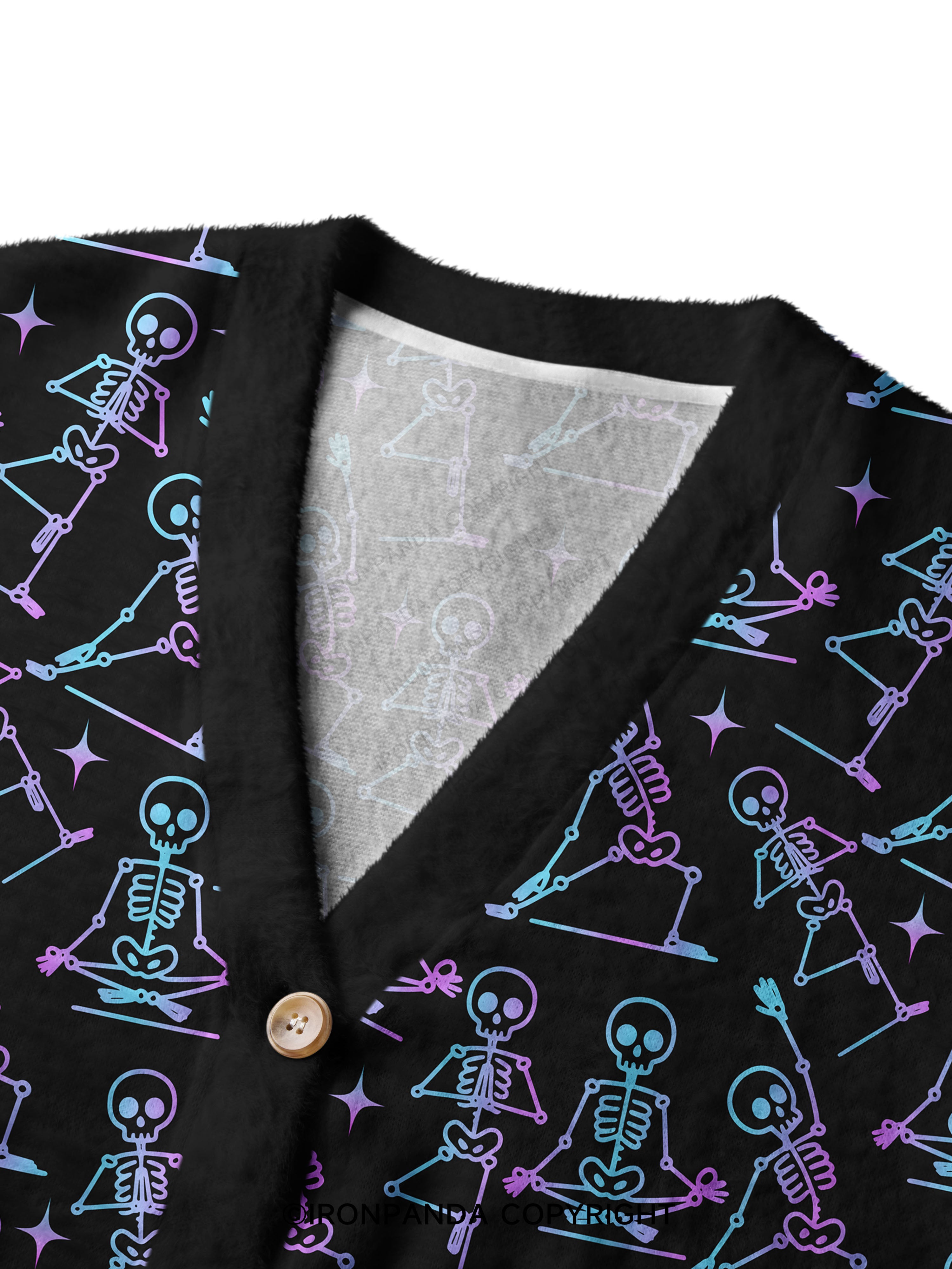 ZEN TO THE BONE SKELETON Crop Ugly Cardigan Sweater